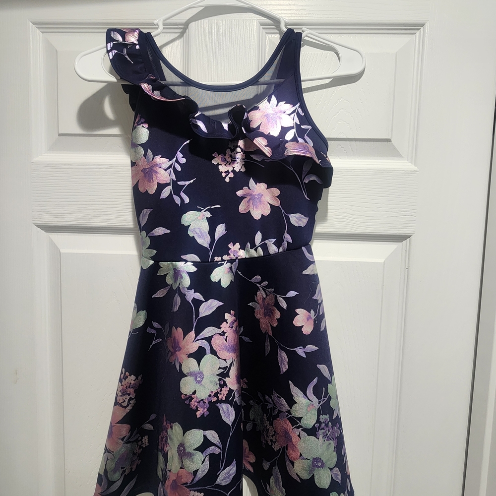 h.i.p. Navy Floral Kids Dress with Ruffle